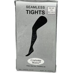 Costume mates seamless tights black stretch nylon one size fits most adults READ